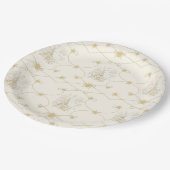 Französische Blumenmuster Elegante Bienen Elfenbei Pappteller (Schrägansicht)