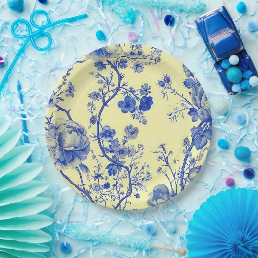 Französische Blumenpapier-Teller Pappteller (Party)