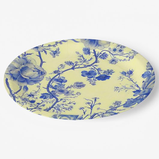 Französische Blumenpapier-Teller Pappteller (Schrägansicht)