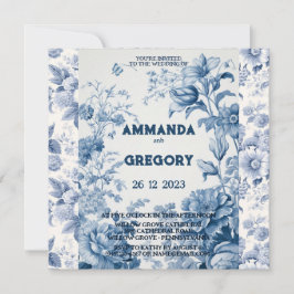 Französische Blumentoilblauer Einladung