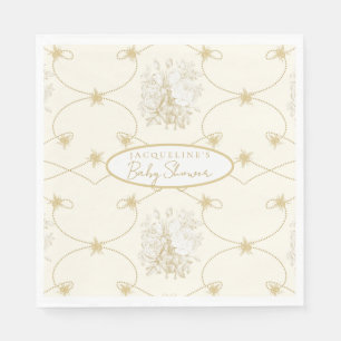 Französische Blütenelegante Biene Ivory Gold Perso Serviette