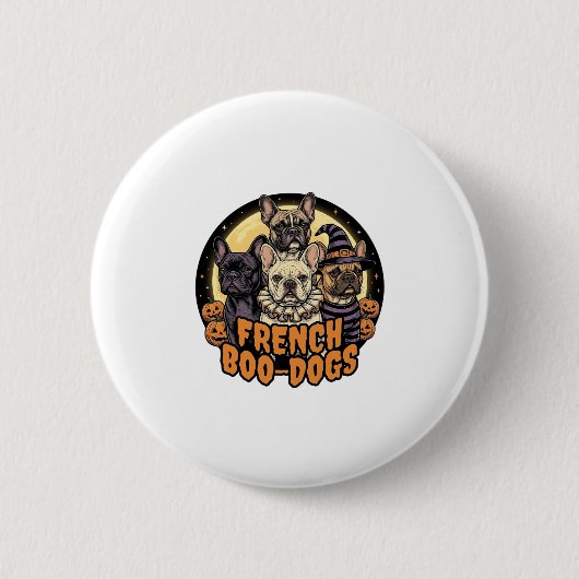 Französische Boo-Hunde Halloween Französische Bull Button (Vorderseite)