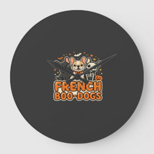 Französische Boo Hunde Halloween Französische Bull Große Wanduhr