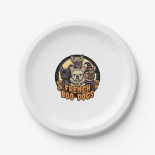 Französische Boo-Hunde Halloween Französische Bull Pappteller