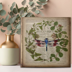 französische botanische Blätter modern vintage Lib Fliese