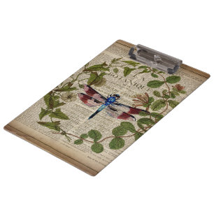 französische botanische Blätter modern vintage Lib Klemmbrett