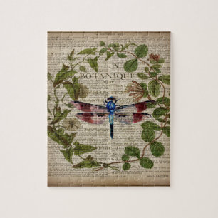 französische botanische Blätter modern vintage Lib Puzzle