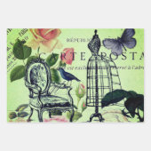 Französische botanische Blume Vintage Eiffelturmpa Geschenkpapier Set (Vorderseite 2)