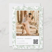 Französische botanische Foto-QR-Code-Hochzeit Einladung (Rückseite)
