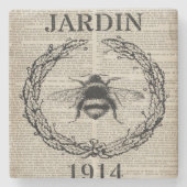 Französische botanische moderne Vintage Biene Steinuntersetzer (Vorderseite)