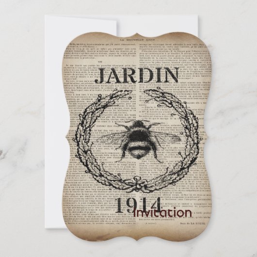 Französische botanische Vintage Königin Einladung (Vorderseite)
