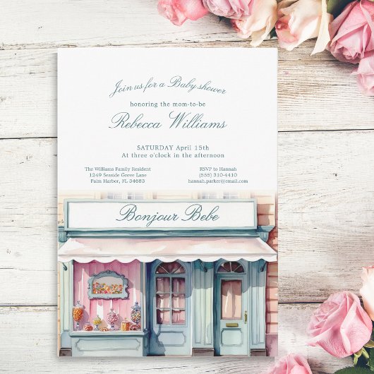 Französische Boutique Bonjour Bebe Baby Dusche Einladung