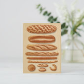 Französische Breads Vintage Illustrationsdiagramme Postkarte (Stehend Vorderseite)