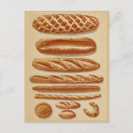 Französische Breads Vintage Illustrationsdiagramme Postkarte