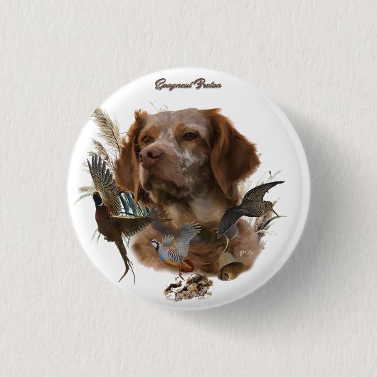 Französische Bretagne, Vogeljagd Kunst Button (Vorderseite)