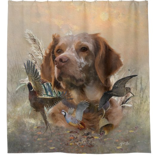 Französische Bretagne, Vogeljagd Kunst Duschvorhang (Vorderseite)