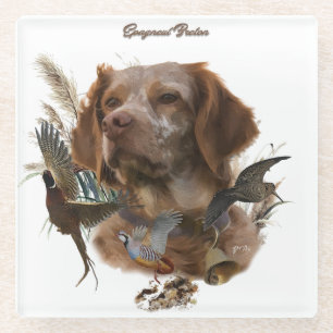 Französische Bretagne, Vogeljagd Kunst Glasuntersetzer