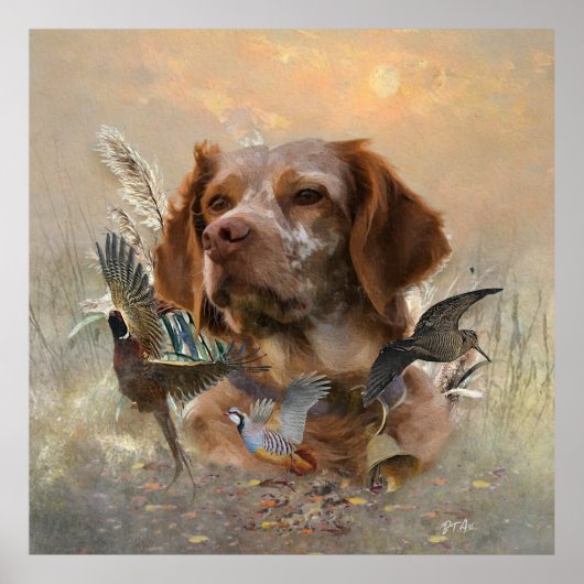 Französische Bretagne, Vogeljagd Kunst Poster (Vorne)