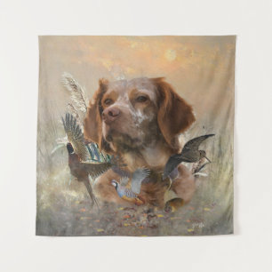 Französische Bretagne, Vogeljagd Kunst Wandteppich