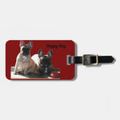 Französische Buldoggen Flo und Fips  Gepäckanhänger (Vorderseite horizontal)