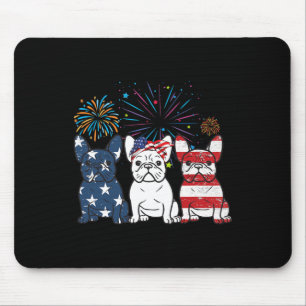 Französische Bulldog-amerikanische Flagge 4. Juli  Mousepad