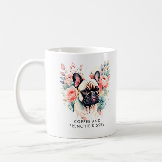 Französische Bulldog-Blume Kaffee und Franchie Kis Kaffeetasse (Links)