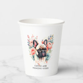 Französische Bulldog-Blume Kaffee und Franchie Kis Pappbecher