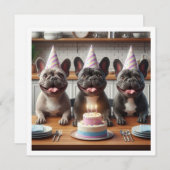 Französische Bulldog-Geburtstagskarte, französisch Einladung (Vorne/Hinten)