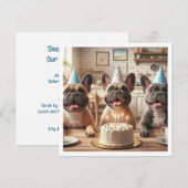 Französische Bulldog-Geburtstagskarte, französisch Einladung (Vorne/Hinten)