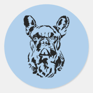 Französische Bulldog-Hand-Drak-Kunst Runder Aufkleber
