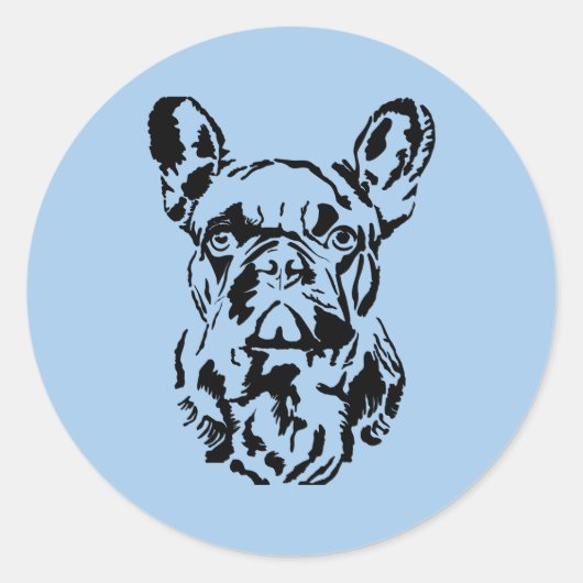 Französische Bulldog-Hand-Drak-Kunst Runder Aufkleber (Vorderseite)