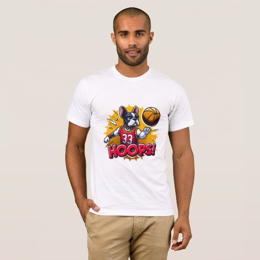 FRANZÖSISCHE BULLDOG-HOOPS 5 T-Shirt (Vorne ganz)