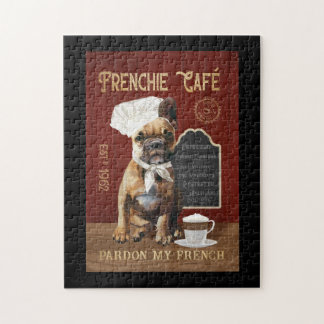 Französische Bulldog-Kaffeefirma Leinwand Puzzle