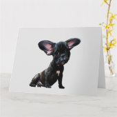 Französische Bulldog-Karikatur - Blankenkarte Karte (Gelbe Blume)