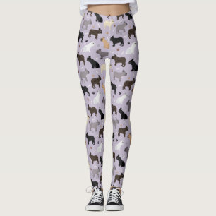 Französische Bulldog-Knochen und -Paare Lila Leggings