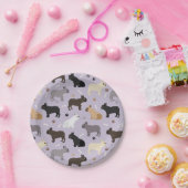 Französische Bulldog-Knochen und -Paare Lila Pappteller (Party)