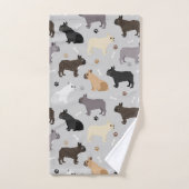 Französische Bulldog-Knochen und Paws Grau Badhandtuch Set (Handtuch)