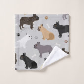 Französische Bulldog-Knochen und Paws Grau Badhandtuch Set (Waschlappen)