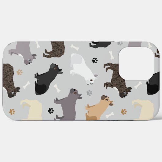 Französische Bulldog-Knochen und Paws Grau Case-Mate iPhone Hülle (Rückseite (Horizontal))
