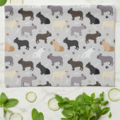 Französische Bulldog-Knochen und Paws Grau Geschirrtuch (Gefaltet)