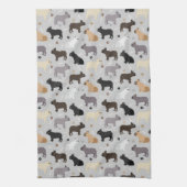 Französische Bulldog-Knochen und Paws Grau Geschirrtuch (Vertikal)