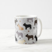 Französische Bulldog-Knochen und Paws Grau Kaffeetasse (VorderseiteRechts)