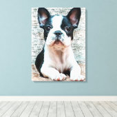 Französische Bulldog-Leinwand Art Print Leinwanddruck (Insitu (Holzboden))