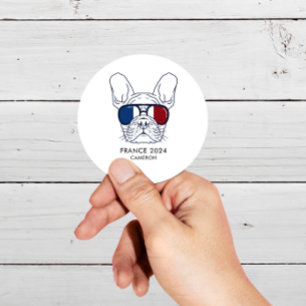 Französische Bulldog-Linie Art France 2024 Benutze Runder Aufkleber