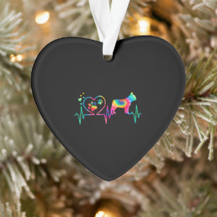 Französische Bulldog-Mama Vater Heartbeat Gefärbte Ornament