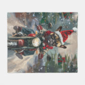Französische Bulldog-Motorrad-Weihnachten Fleecedecke (Vorderseite (Horizontal))