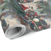 Französische Bulldog-Motorrad-Weihnachten Geschenkpapier (Rolleneckpunkt)