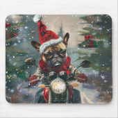 Französische Bulldog-Motorrad-Weihnachten Mousepad (Vorne)