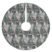 Französische Bulldog-Motorrad-Weihnachten Polyester Weihnachtsbaumdecke (Vorderseite)