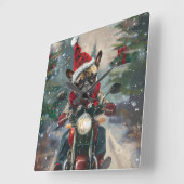 Französische Bulldog-Motorrad-Weihnachten Quadratische Wanduhr (Winkel)